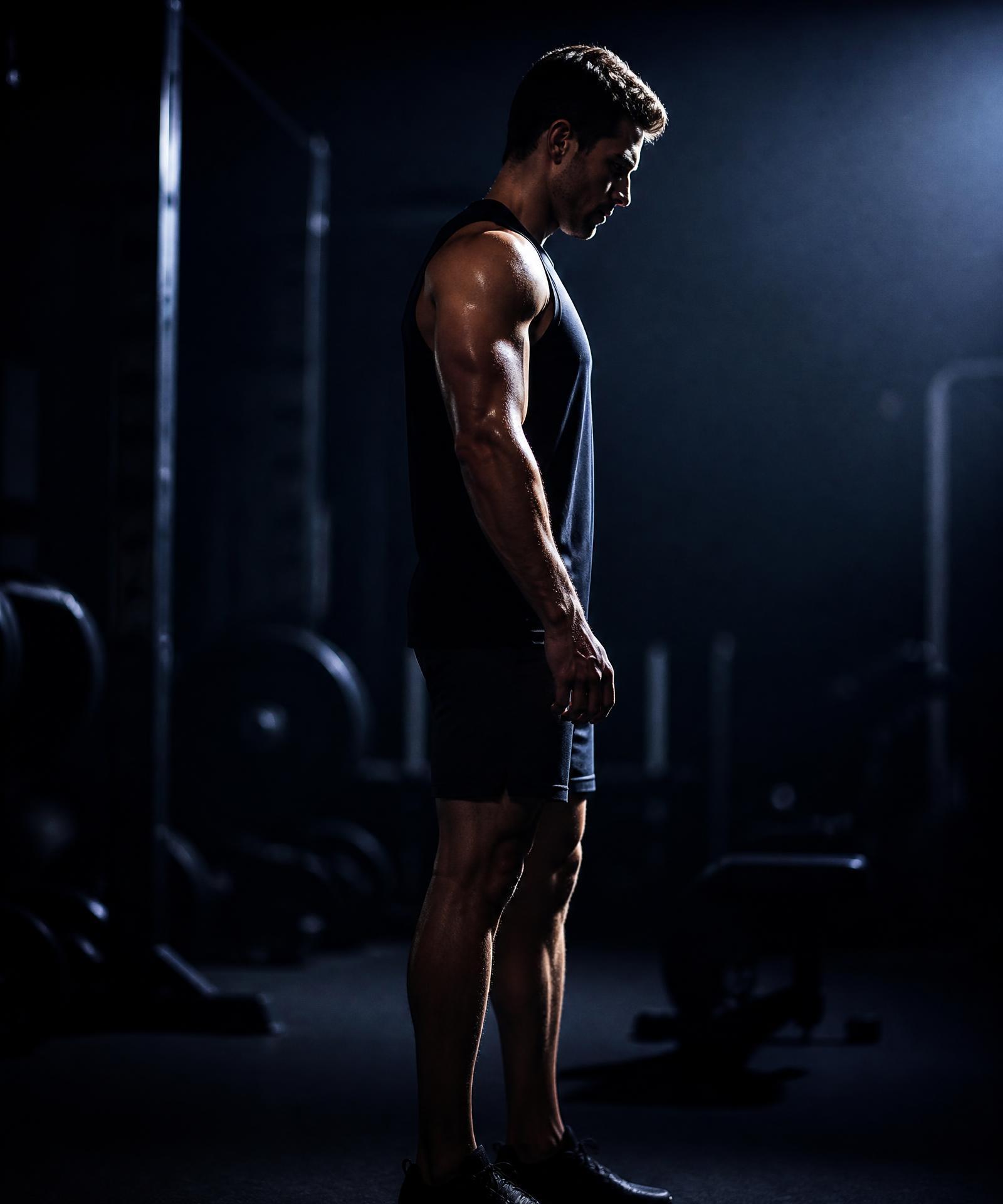 KING FITNESS coaching client training in a low-lit gym